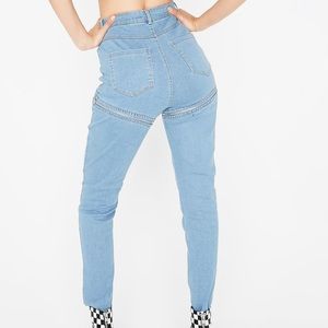 High rise zipper jeans